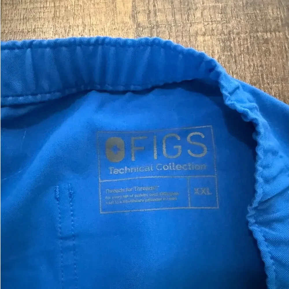 FIGS Cairo Cargo Scrub Pants Blue Technical Collection Zip Fly Size XXL